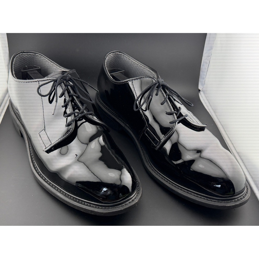 Bates High Gloss Oxford-Dress Shoes, Black, Uniform, Mens Size 12E